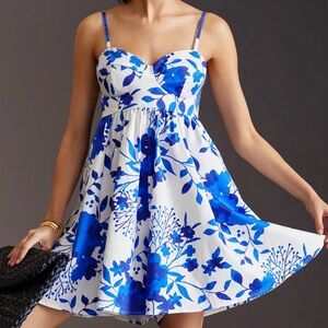 NWT Anthropologie Blue Floral Spaghetti Strap Romper